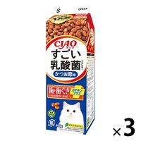 いなば CIAO（チャオ）すごい乳酸菌 クランキー 牛乳パック かつお節味 国産 総合栄養食 400g 3個 キャットフード 猫