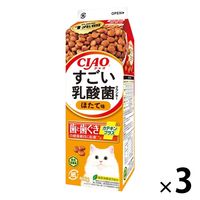 いなば CIAO（チャオ）すごい乳酸菌 クランキー 牛乳パック ほたて味 国産 総合栄養食 400g 3個 キャットフード 猫