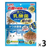 【ワゴンセール】いなば CIAO チャオ 猫 すごい乳酸菌クランキー 超小粒 かつお節味 国産（12g×6袋）3袋 キャットフード