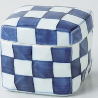 西海陶器 染付市松 角陶箱