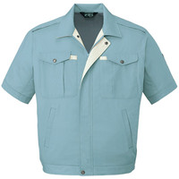 自重堂　制服百科　ノンプル半袖ブルゾン　ミストブルー　ＬＬ　404（直送品）