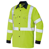 アイトス 長袖シャツ ハイパーイエロー×ネイビー L AZ-2735-091 1着（直送品）