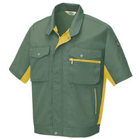 アイトス 半袖ブルゾン オリーブ×マスタード M AZ-281-015 1着（直送品）