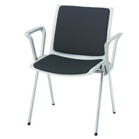 ライオン事務器 スタッキングチェア No.676F 布張り 肘付 ブラック 1脚（直送品）