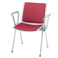 ライオン事務器 スタッキングチェア No.676F 布張り 肘付 ローズ 1脚（直送品）