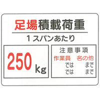 加藤商店 イラスト標識 足場積載荷重250キロ 450×600 KBI-308 1セット（2枚）（直送品）