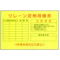 加藤商店 イラスト標識 クレーン定格荷重表 600×900 KBI-518 1枚（直送品）