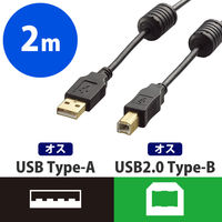 エレコム AVケーブル/TV-HDD用 USB（A）オス - USB（B）オス ブラック 2.0m USB2.0 DH-AB2F20BK 1本