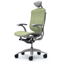 CM11SG FGH6 |オカムラ コンテッサ オフィスチェア 小型ヘッドレスト付 固定肘 背座メッシュ シルバー×ネオグレー ピスタチオグリーン（直送品）