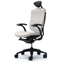 CM12BB FGF3 |オカムラ コンテッサ オフィスチェア 小型ヘッドレスト付 固定肘 背メッシュ座クッション ブラック×ネオブラック ホワイト（直送品）