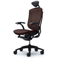 CM12BB FGF8 |オカムラ コンテッサ チェア 小型ヘッドレスト付 固定肘 背メッシュ座クッション ブラック×ネオブラック ダークブラウン（直送品）