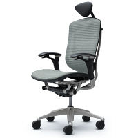 CM51SB FBH3 |オカムラ コンテッサ オフィスチェア 小型ヘッドレスト付 可動肘付 メッシュ シルバー×ネオブラック ライトグレー（直送品）