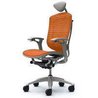 CM51SG FBH8 |オカムラ コンテッサ オフィスチェア 小型ヘッドレスト付 可動肘付 メッシュ シルバーフレーム ネオグレーボディ オレンジ（直送品）