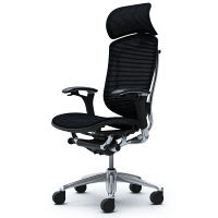 CM91AB FBH1 |オカムラ コンテッサ オフィスチェア 大型ヘッドレスト付 可動肘付 メッシュ ポリッシュ×ネオブラック ブラック（直送品）