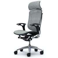 CM91AB FBH3 |オカムラ コンテッサ オフィスチェア 大型ヘッドレスト付 可動肘 メッシュ ポリッシュ×ネオブラック ライトグレー（直送品）