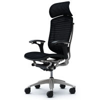 CM91SB FBH1 |オカムラ コンテッサ オフィスチェア 大型ヘッドレスト付 可動肘付 メッシュ シルバーフレーム ネオブラックボディ ブラック（直送品）