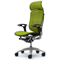 CM91SB FBH6 |オカムラ コンテッサ オフィスチェア 大型ヘッドレスト付 可動肘 メッシュ シルバー×ネオブラック ライムグリーン（直送品）
