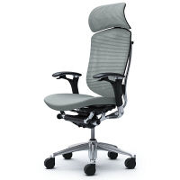 CM92AB FBF3 |オカムラ コンテッサ チェア 大型ヘッドレスト付 可動肘 背メッシュ座クッション ポリッシュ×ネオブラック ライトグレー（直送品）