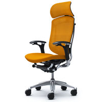 CM92AB FGF1 |オカムラ コンテッサ チェア 大型ヘッドレスト付 可動肘 背メッシュ座クッション ポリッシュ×ネオブラック マンゴーイエロー（直送品）