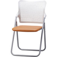 【軒先渡し】サンケイ　折りたたみ椅子　S-FITハイバック　座：オレンジ（ビニールレザー）　2脚セット　（直送品）