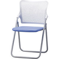 【軒先渡し】サンケイ　折りたたみ椅子　S-FITハイバック　座：ミドルブルー（ビニールレザー）　2脚セット　（直送品）