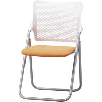 【軒先渡し】サンケイ　折りたたみ椅子　S-FITハイバック　座：オレンジ（布）　2脚セット　（直送品）