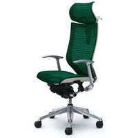 CP42AW FEH5 バロン チェア EXハイバック 可動ヘッドレスト 固定肘 背・座スタンダード ポリッシュ×ホワイト ダークグリーン（直送品）