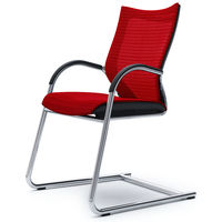 バロンゲストチェア 固定肘 背・座スタンダード クロームメッキ×ブラック レッド CP72AR FDH9（直送品）