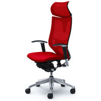 CP81BS FDF9 バロン チェア EXハイバック 可動ヘッドレスト 可動肘 背スタンダード・座クッション ポリッシュ×ブラック レッド（直送品）