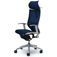CP82AZ FDH4 バロン チェア EXハイバック 可動ヘッドレスト 可動肘 背・座スタンダード ポリッシュ×ホワイト ダークブルー（直送品）