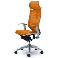 CP82AZ FDH8 バロン チェア EXハイバック 可動ヘッドレスト 可動肘 背・座スタンダード ポリッシュ×ホワイト オレンジ（直送品）