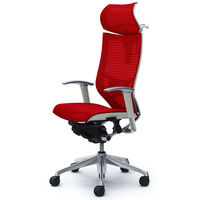 CP82AZ FDH9 バロン チェア EXハイバック 可動ヘッドレスト 可動肘 背・座スタンダード ポリッシュ×ホワイト レッド（直送品）
