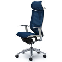 CP82AZ FEH4 バロン チェア EXハイバック 可動ヘッドレスト 可動肘 背・座スタンダード ポリッシュ×ホワイト ミディアムブルー（直送品）