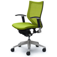 CP83DR FDF6 バロン チェア ローバック 可動肘 背スタンダード・座クッション シルバー×ブラック ライムグリーン（直送品）