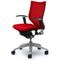 CP83DR FDF9 バロン チェア ローバック 可動肘 背スタンダード・座クッション シルバー×ブラック レッド（直送品）