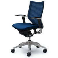 CP83DR FEF4 バロン チェア ローバック 可動肘 背スタンダード・座クッション シルバー×ブラック ミディアムブルー（直送品）