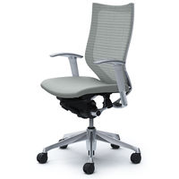 CP85BW FDF3 |オカムラ バロン チェア ハイバック 可動肘 背スタンダード・座クッション ポリッシュ×ホワイト ライトグレー 1脚（直送品）