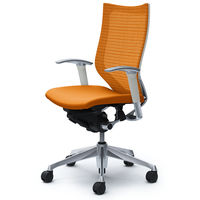 CP85BW FDF8 |オカムラ バロン チェア ハイバック 可動肘 背スタンダード・座クッション ポリッシュ×ホワイト オレンジ 1脚（直送品）