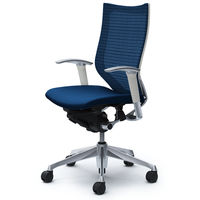 CP85BW FEF4 |オカムラ バロン チェア ハイバック 可動肘 背スタンダード・座クッション ポリッシュ×ホワイト ミディアムブルー 1脚（直送品）
