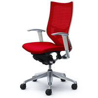 CP85BZ FDF9 |オカムラ バロン チェア ハイバック ランバーサポート 可動肘 背スタンダード・座クッション ポリッシュ×ホワイト レッド （直送品）