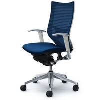 CP85BZ FEF4 |オカムラ バロン ハイバック ランバーサポート 可動肘 背スタンダード・座クッション ポリッシュ×ホワイト ミディアムブル （直送品）