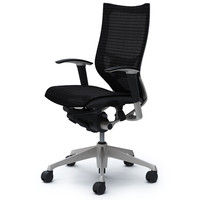 CP85CS FDH1 |オカムラ バロン チェア ハイバック ランバーサポート 可動肘 背・座スタンダード シルバー×ブラック ブラック 1脚（直送品）