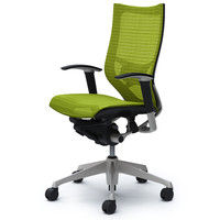 CP85CS FDH6 |オカムラ バロン チェア ハイバック ランバーサポート 可動肘 背・座スタンダード シルバー×ブラック ライムグリーン 1脚（直送品）