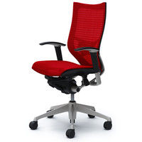 CP85CS FDH9 |オカムラ バロン チェア ハイバック ランバーサポート 可動肘 背・座スタンダード シルバー×ブラック レッド 1脚（直送品）