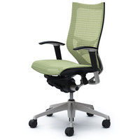 CP85CS FEH6 |オカムラ バロン チェア ハイバック ランバーサポート 可動肘 背・座スタンダード シルバー×ブラック ピスタチオグリーン （直送品）