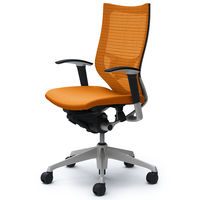 CP85DS FDF8 |オカムラ バロン チェア ハイバック ランバーサポート 可動肘 背スタンダード・座クッション シルバー×ブラック オレンジ （直送品）