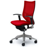 CP85DS FDF9 |オカムラ バロン チェア ハイバック ランバーサポート 可動肘 背スタンダード・座クッション シルバー×ブラック レッド  （直送品）