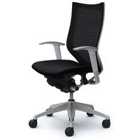 CP85DW FDF1 |オカムラ バロン チェア ハイバック 可動肘 背スタンダード・座クッション シルバー×ホワイト ブラック 1脚（直送品）