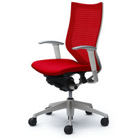 CP85DW FDF9 |オカムラ バロン チェア ハイバック 可動肘 背スタンダード・座クッション シルバー×ホワイト レッド 1脚（直送品）