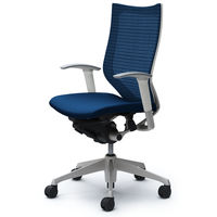 CP85DW FEF4 |オカムラ バロン チェア ハイバック 可動肘 背スタンダード・座クッション シルバー×ホワイト ミディアムブルー 1脚（直送品）